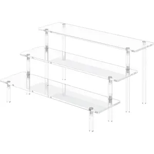 3 Tier Acrylic Display Risers, Large Perfume Organizer Stand, Cupcake Stand Holder, Display Shelves for Figurines, Dessert Shelf for Party, Risers Display Stand for Decoration (1 Pack)