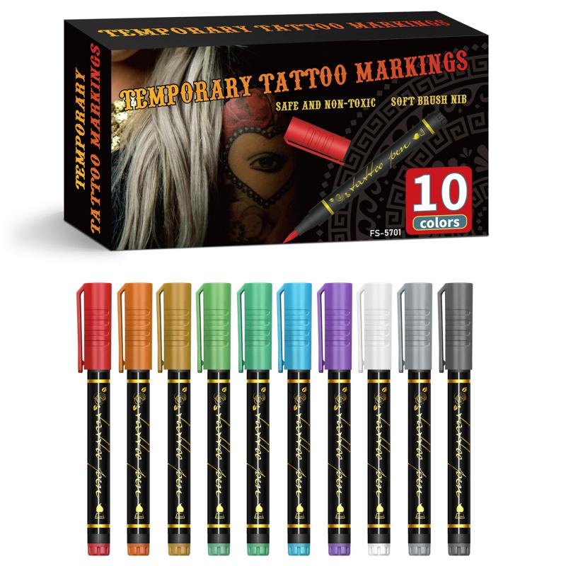 Temporary Tattoo Markers for Skin,With Stencils,Body Markers,10/15/30Colors Tattoo Pens,Flexible Brush Tip, Soft Brush Nib, Bright colors, Face Paint Kit Cosmetic Quality,Halloween makeup