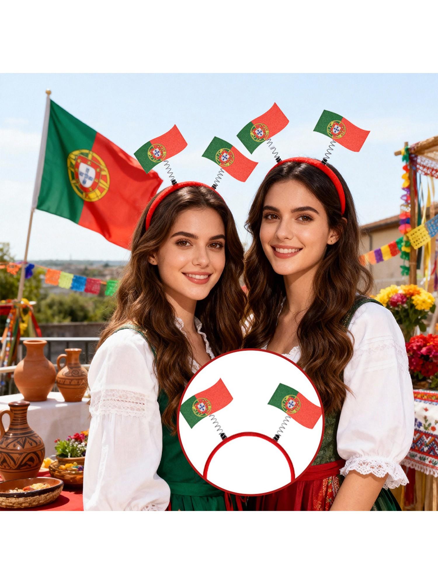 5 Piece Flag Element Hairbands Fan Support Headwear Party Photo Decoration Elastic Hair Bands, Colorblock Pattern, All Seasons