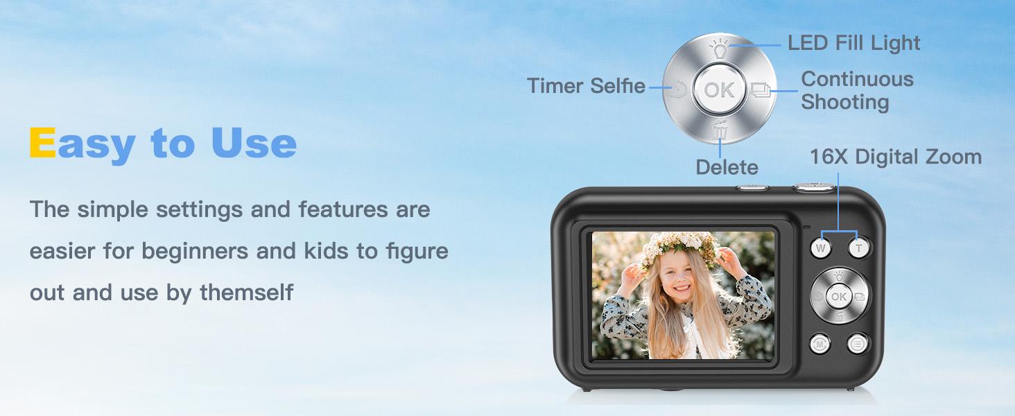 Portable Digital Camera, Compact Pocket Vlogging Camera with Neck Lanyard, 32GB Card, Anti-Shake, 16X Digital Zoom, FHD 1080P 44MP Point & Shoot Camera Suitable for Daily Photography and Holiday Gift【Classic Black】 Portable Digital Camera, Compact Pocket Vlogging Camera with Neck Lanyard, 32GB Card, Anti-Shake, 16X Digital Zoom, FHD 1080P 44MP Point & Shoot Camera Suitable for Daily Photography and Holiday Gift【Classic Black】