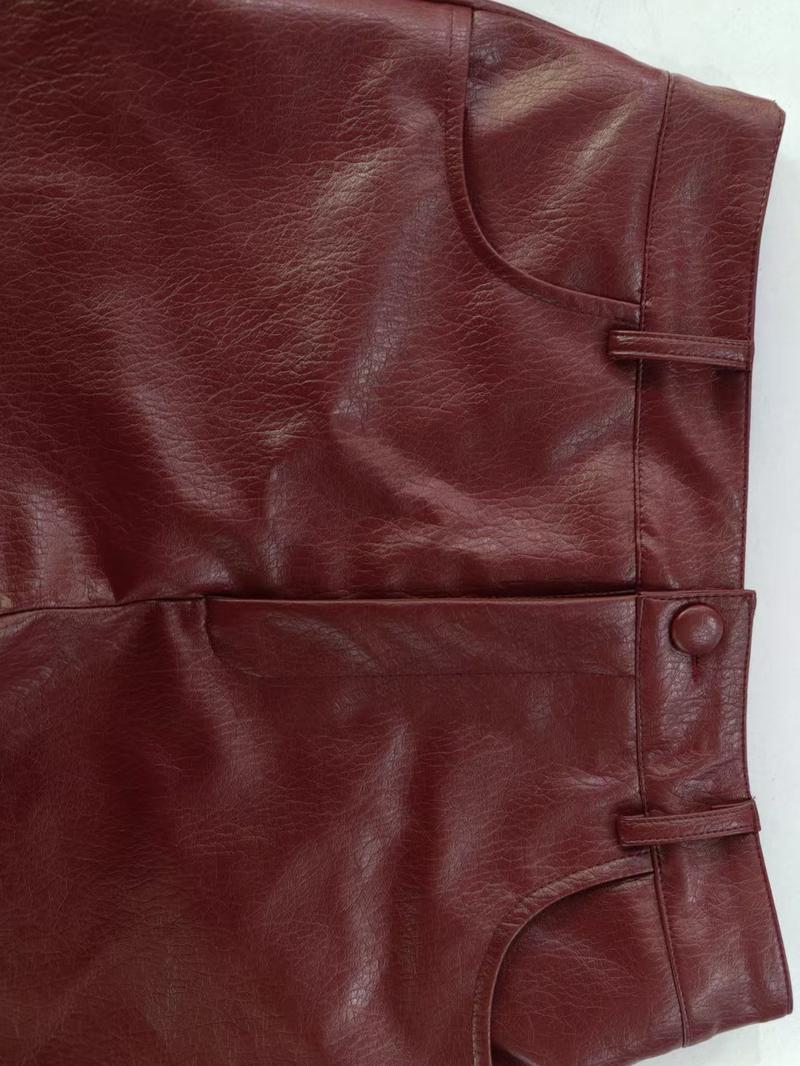 Women's Deep V PU Leather Jacket with Wide Waist Belt, Stylish Casual Outerwear for All Seasons, Perfect for Daily Wear & Trendy