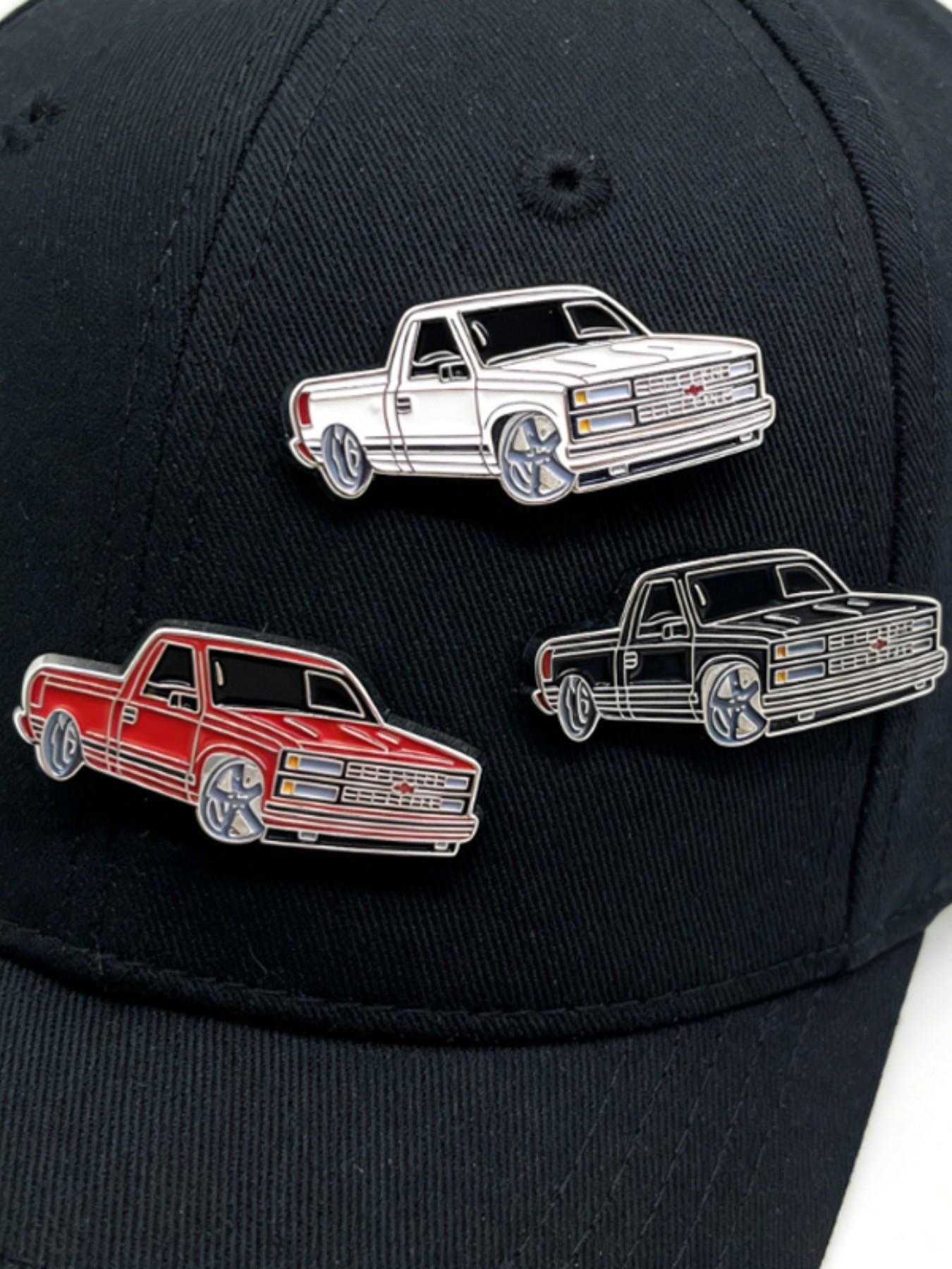 3-Piece Chevrolet 454 SS Hat Clip Pin Set, 90s Retro Classic Truck Enamel Brooch, Enamel Lapel Pins, Vintage Racing Golf Hat Clips for Chevy Fans & Truck Enthusiasts, Metal Alloy Cap Pin Gift for Men, Men Accessories