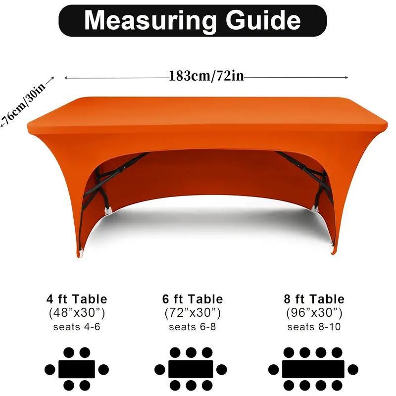 Rectangular Full-Wrap Table Cover, Polyester Elastic Washable Wrinkle-Resistant Fitted Protector, Indoor Outdoor Use, Banquets Parties Events