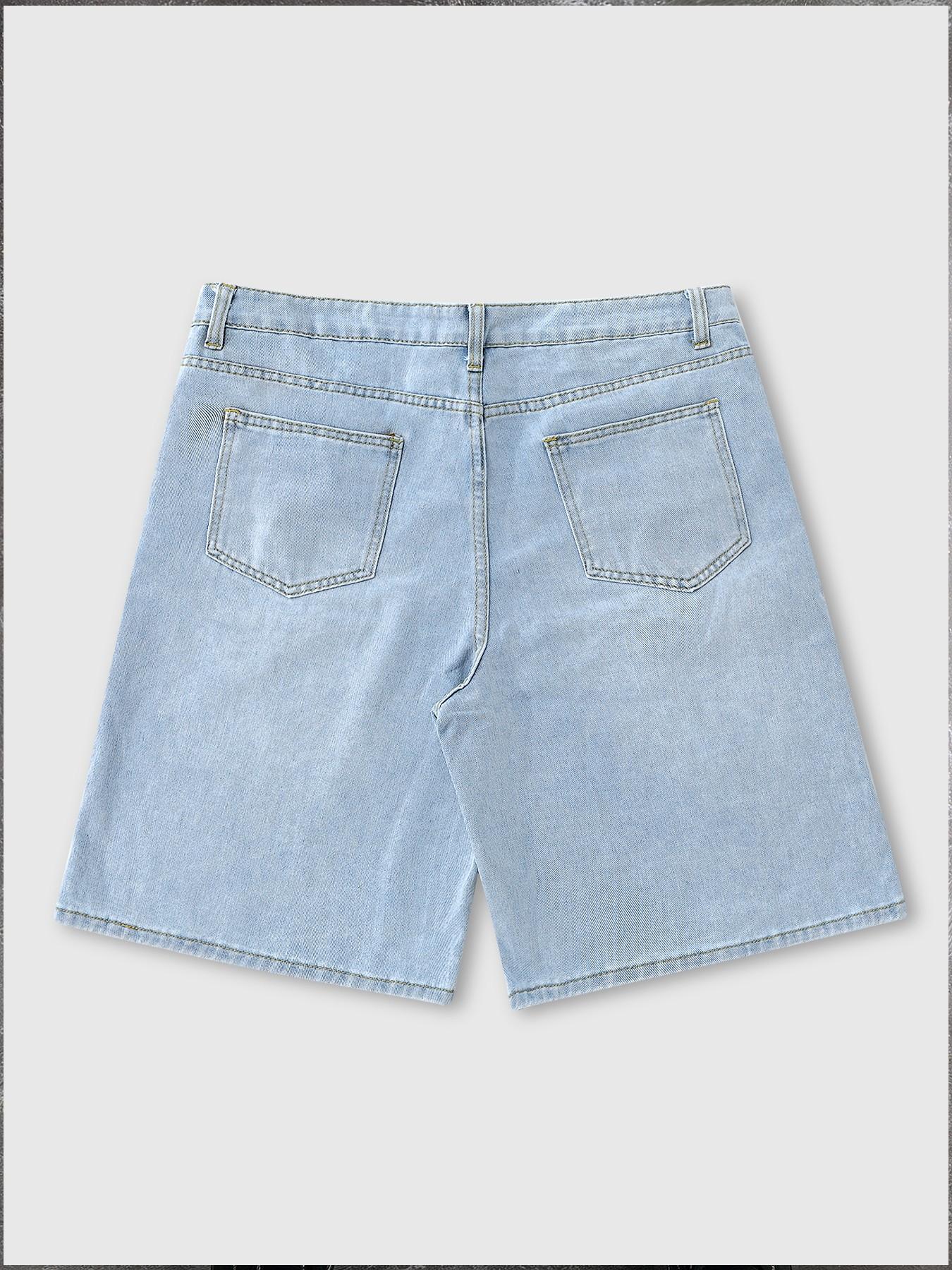 Men's Spider Web Print Denim Shorts, Y2K Gothic Street Style, Hip Hop Casual Loose Fit, Summer Daily Wear, Graphic Pattern