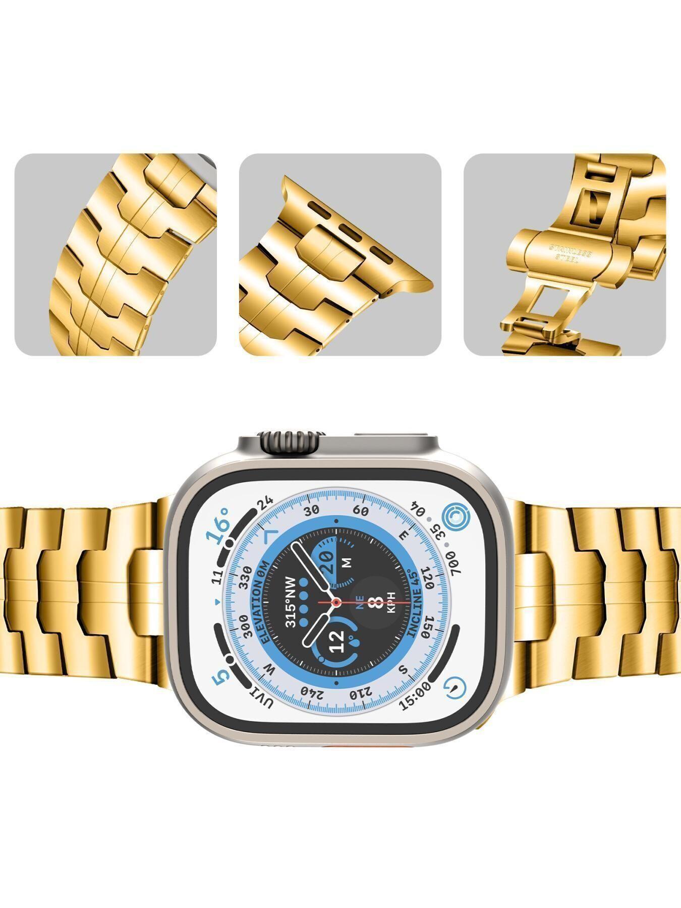 Iron Man Stainless Steel Butterfly Buckle Watch Strap for Apple Watch Series 1-11 and Ultra 2