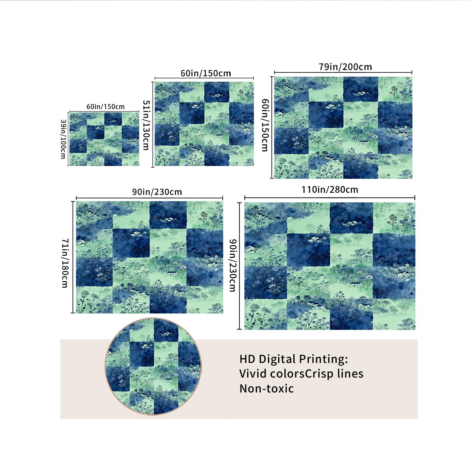 1 Piece Watercolor Landscape Checkered Tapestry, HD Digital Printed Wall Hanging Tapestries, Lightweight Fadeless Aesthetic Room Decor for Bedroom & Living Room, Easy to Hang, Add Vibrant Color to Your Space