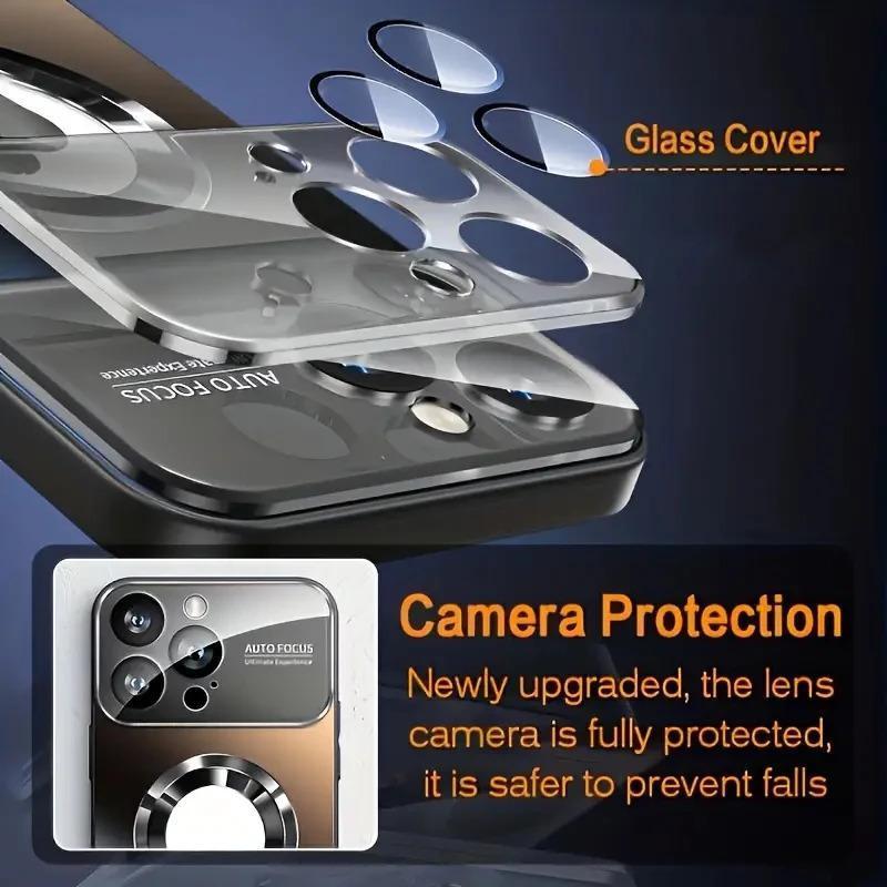 High-Quality Matte Titanium-Color Magnetic Casing for iPhone 11-17 Pro Max, Smartphone Handheld Devices Protection Cover Compatible with MagSafe Wireless Charging, Accessories