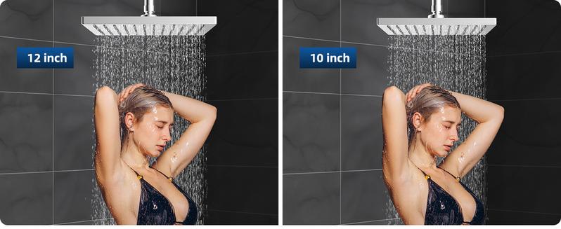 Hibbent Thickness Metal Rain Shower Head, 12 Inch High Pressure Shower Heads, Square Large Bathroom Rainfall Shower Head with Adjustable Brass Ball Joint, Waterfall Full Body Coverage, Chrome