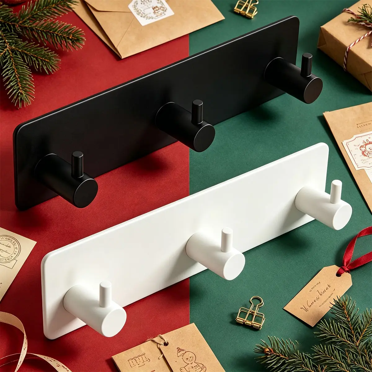 2pcs Wall Hooks for Bathroom and Home, Adhesive No-Punch Shower and Towel Hooks, Matte Wall-Mounted Hangers for Bedroom and Closet, Suitable for Walls and Doors