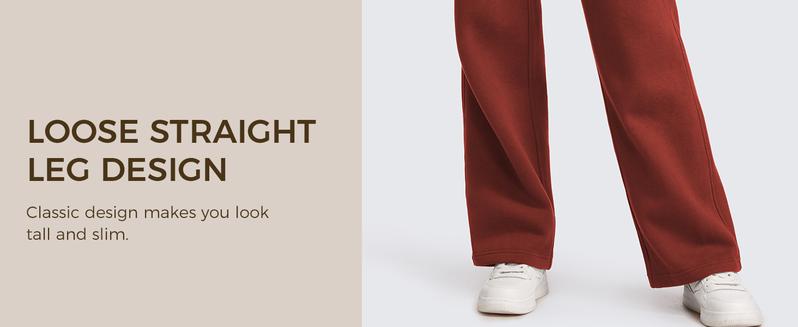 CRZ YOGA Cotton Fleece Lined Sweatpants Women Straight Leg Casual Lounge Sweat Pants for Women