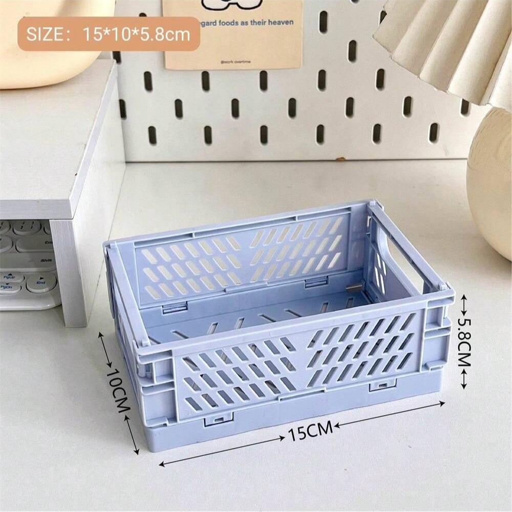 Folding Storage Basket, Collapsible Desktop Organizer, Ideal for Organizing Essentials & Cosmetics, Compact Design for Efficient Space Utilization