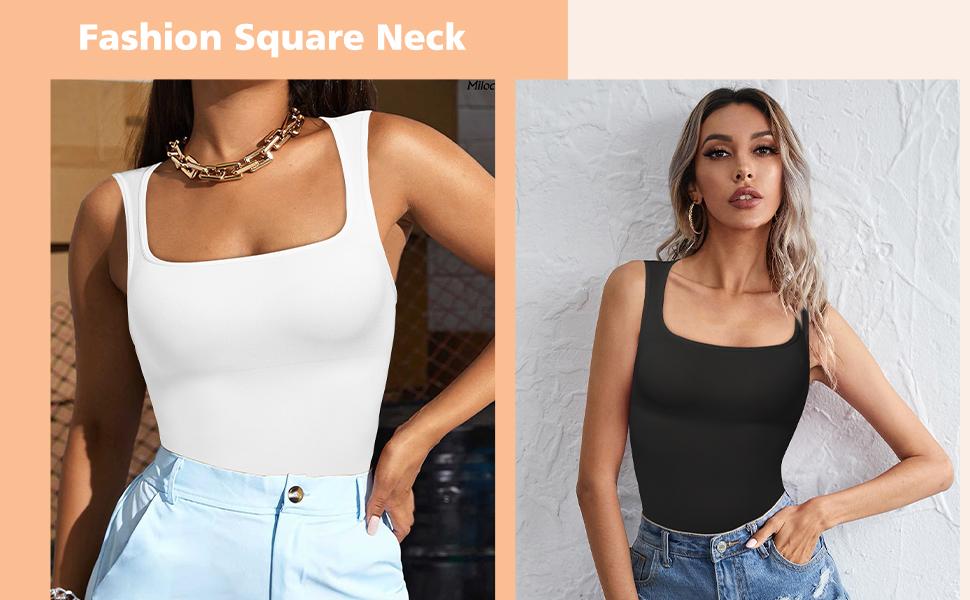 Tummy Control Shapewear Compression Tank Tops for Women  Square Neck Body Shaper Camisole Clothing Comfortable Fashion Nylon