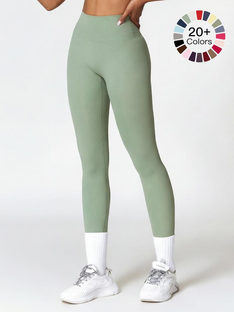 Women's High Waisted Sports Leggings, Solid Color High Stretch Skinny Pants, Ladies Sportswear for Indoor and Outdoor Wear