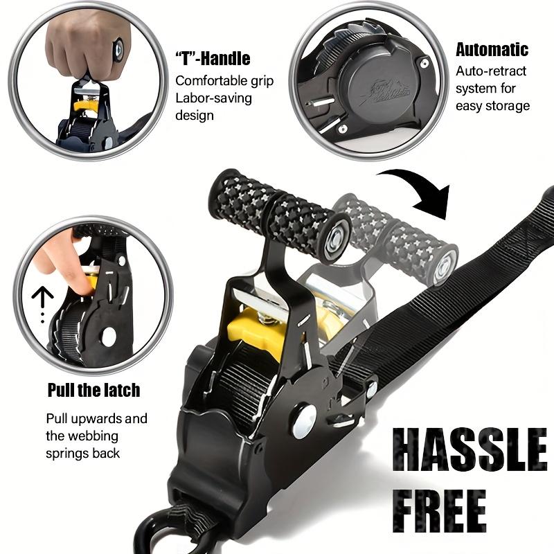 Automatic Retractable Cargo Tie Down Strap with Buckle Ultra Durable Nylon, Anti-Rust, Non-Slip, Secured Load Management, Cargo Trailer Straps, Perfect Holiday Gift