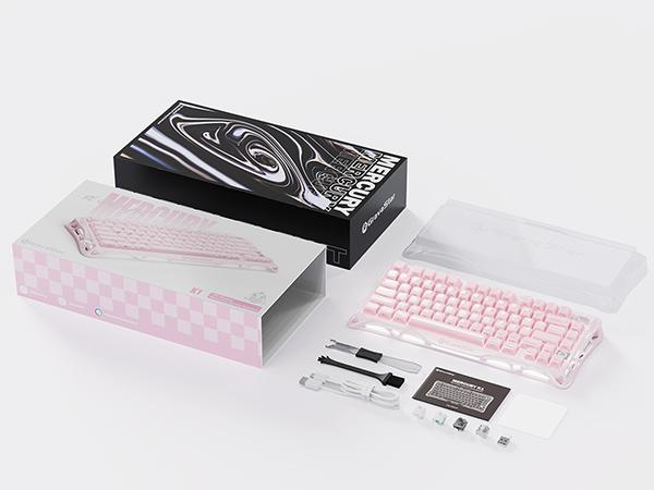 GravaStar Mercury K1 - Sakura Pink 75% Pink Wireless Creamy Keyboard, Aluminum Alloy Exoskeleton Design Mechanical Gaming Keyboard, Creamy Keyboard, Gasket Hot-Swap Socket, Linear Switches, RGB Backlit