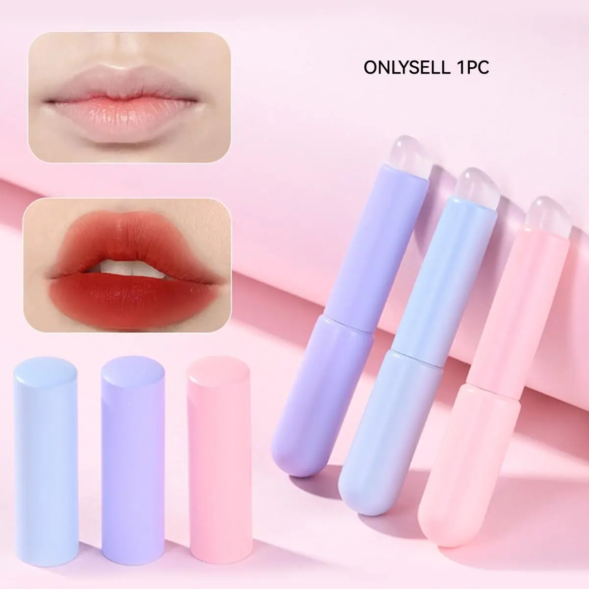 Portable Extendable Silicone Lip Brush, Makeup Tool for Blending Lipstick, Ideal for On-The-Go Beauty Application, Compact Design