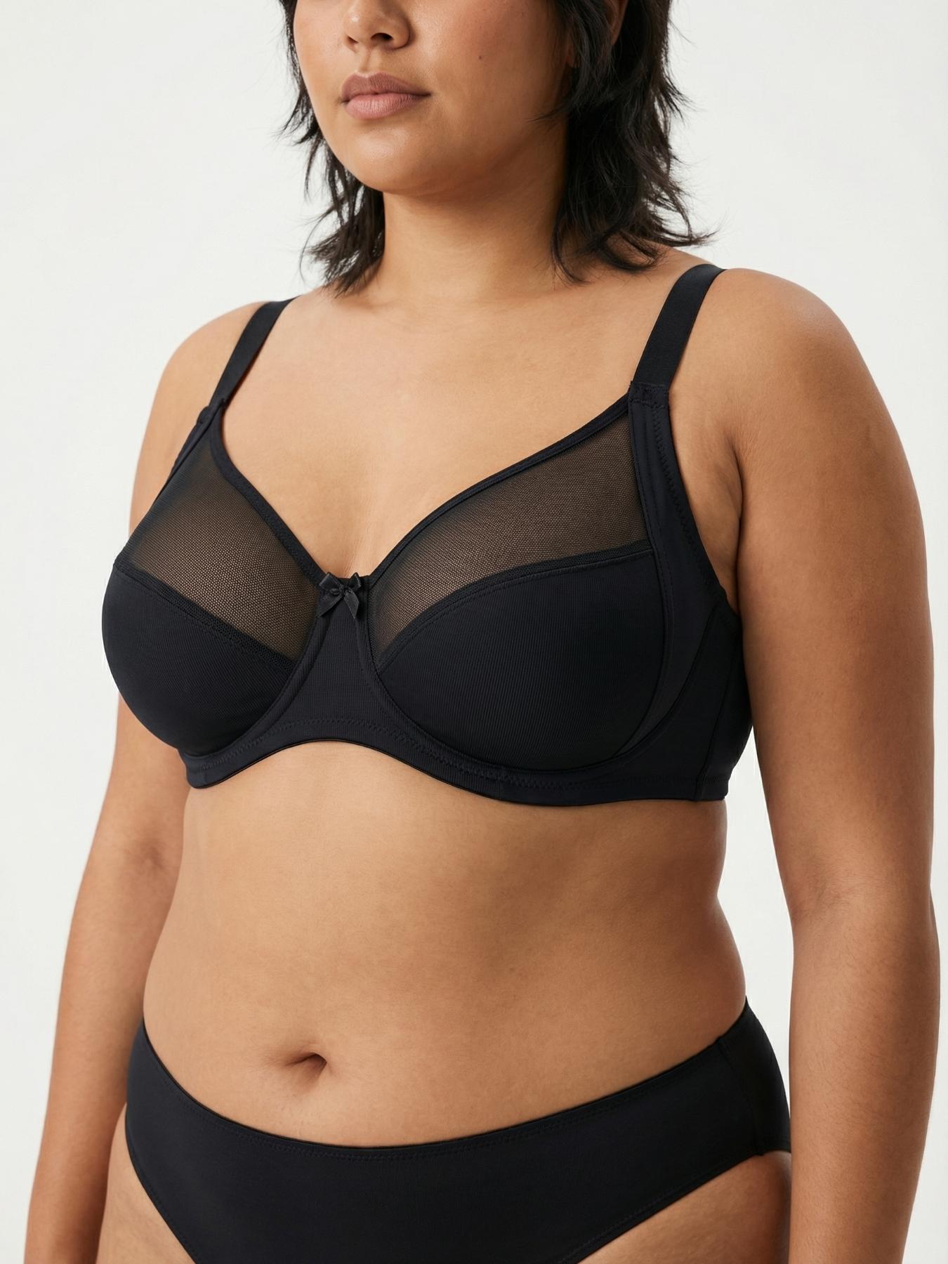 Plus Size Mesh Unlined Bras for Women, Unpadded Mesh Full Coverage, T-Shirt Minimizer, Sexy Underwire Bralettes, Smooth U-Back Design