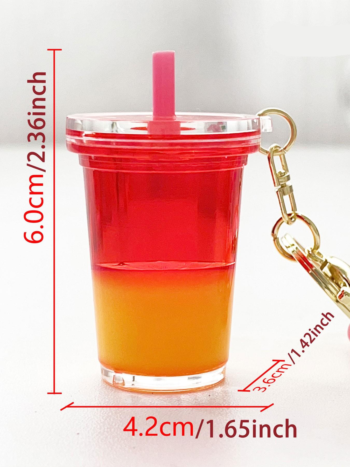 Acrylic Milk Tea Cup Keychain, Creative Liquid Sand Pendant, Lightweight Design, Perfect for Backpacks & Luggage, Cute Accessory for Photos