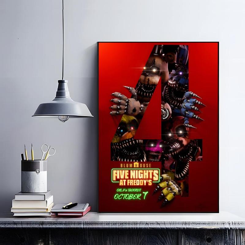 Iconic Horror Survival Game Franchise F-Five Nights at Freddy's Poster HD self-adhesive fade-proof waterproof wrinkle-resistant poster stickers Wall Art suitable for living room bedroom dormitory cafe bar background decoration wallpaper and gifts
