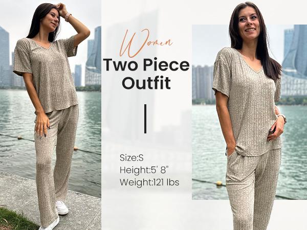 Ekouaer Women's Pajamas Set: Short Sleeve Top & Capri Pants. Soft, Breathable Pjs for Lounge & Sleep. S-XXL Sizes. Basic Collar, Comfortable Loungewear. Spring Essentials for Women.