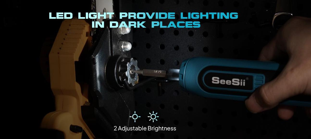 Seesii Electric Screwdriver, 37 Metal Bits, Max 6 N.m, 4 Torque Settings, 2000mAh Battery, LED Light Power Screwdriver Kit for Furniture/Computer/Electrical Repairs Bedroom Must-haves Tools #TikTokShopBacktoSchool SD100