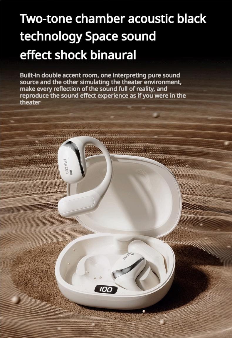 ERAZER OWS True Wireless Open Ear Earphones Bluetooth 5.4 ENC Noise Cancelling Headphones HiFi Sound Touch Control Long Playtime Not In Ear Earphones Waterproof Over Ear Wireless Headset for Working Music Movie Electronic Audio& Video Earbuds