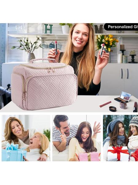 Large Wide-Open Travel Toiletry Bag, Lightweight Makeup Cosmetics Organizer with Handle, Essential Toiletries Storage for All Seasons, Travel Cosmetic Bags, Cosmetic Pouch