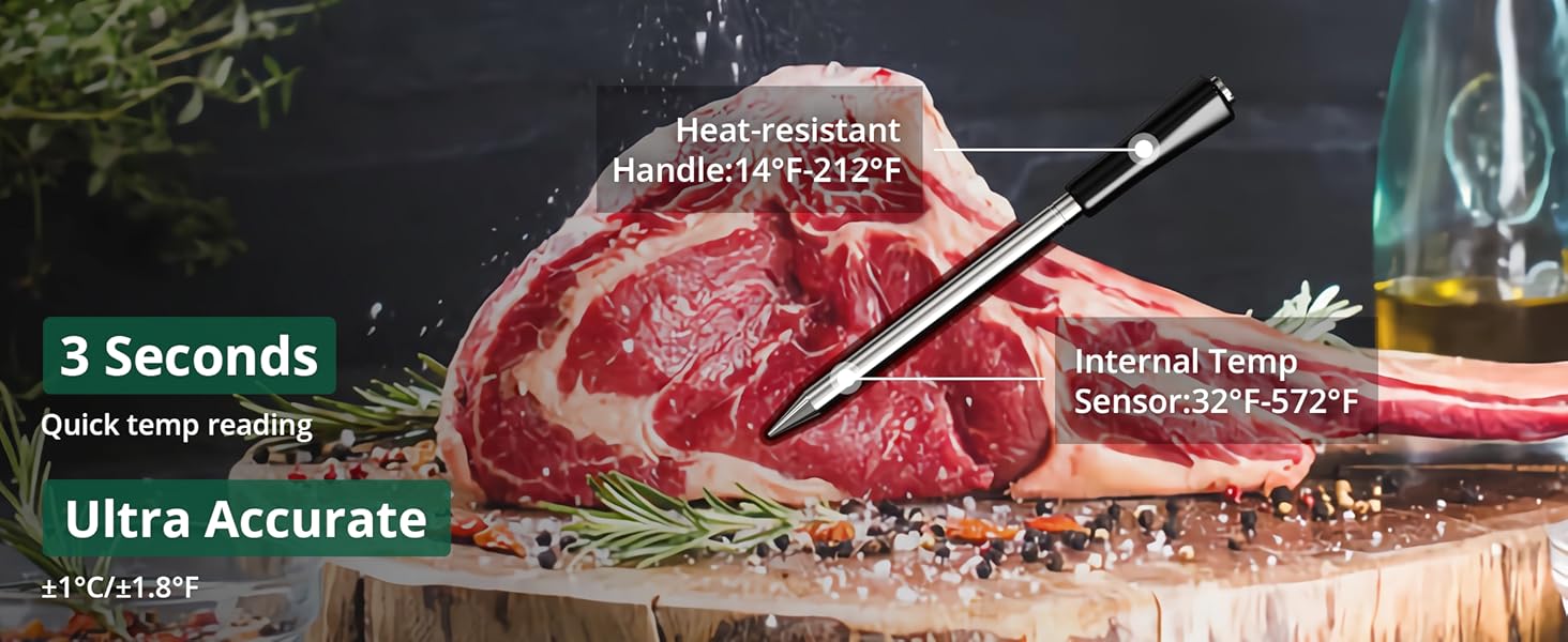 Charmeter Wireless Meat Thermometer, Bluetooth Grill Thermometer,Portable Cooking IP67 Waterproof, Perfect Smoker Accessories Gift for Kitchen Lovers Charmeter Wireless Meat Thermometer, Bluetooth Grill Thermometer,Portable Cooking IP67 Waterproof, Perfect Smoker Accessories Gift for Kitchen Lovers