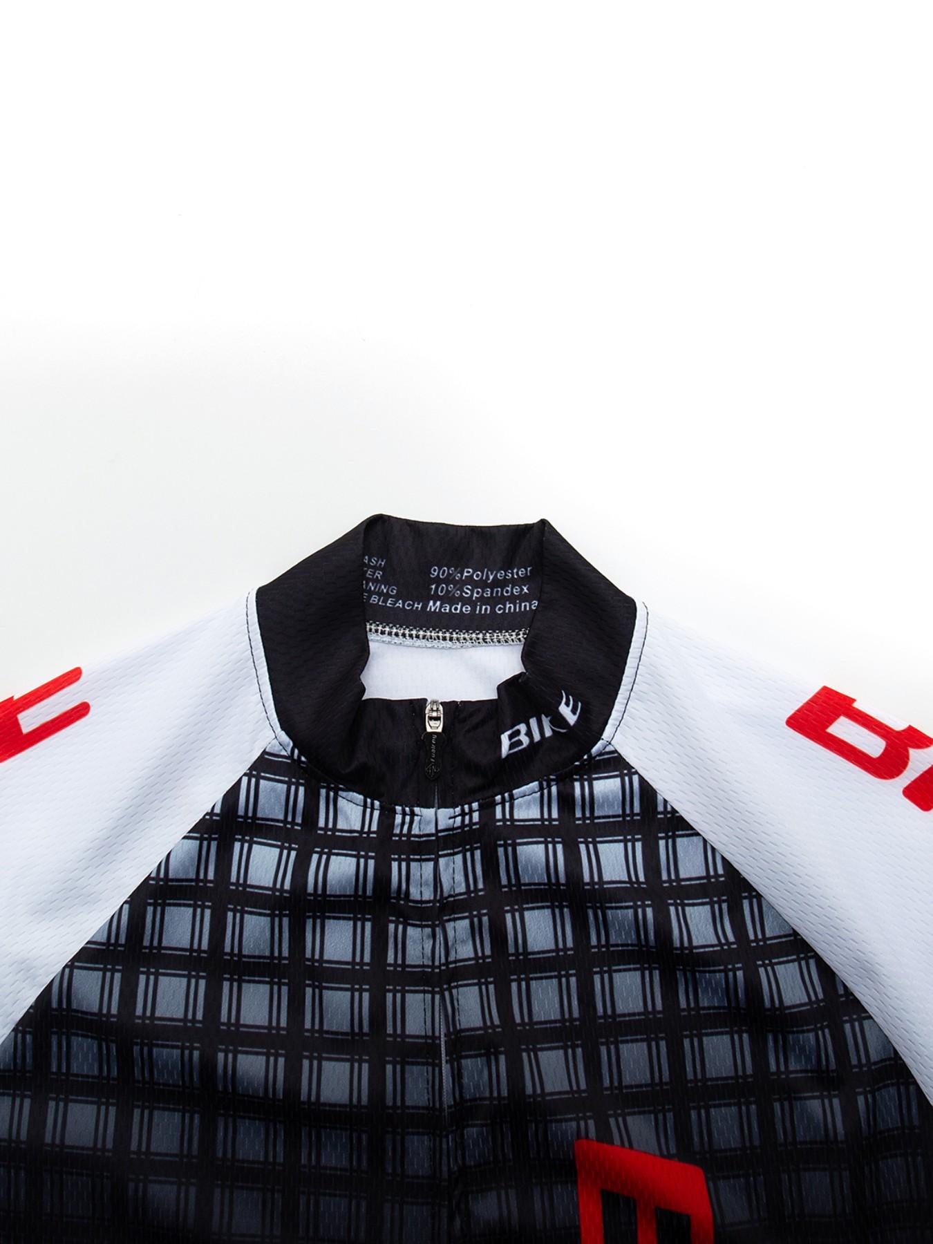 Men's Professional Cycling Shirt, Breathable Polyester Knit Fabric, Geometric Pattern, Round Neck Short Sleeve, Spring/summer/autumn