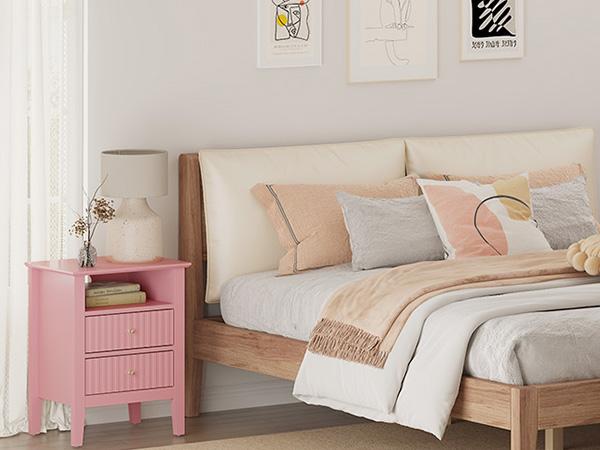 RoyalCraft Fluted Nightstand with 2 Drawers, Modern Wooden Sofa Table with Storage for Small Spaces, Tall End Table for Bedroom,Living Room, Couch Coffee Table