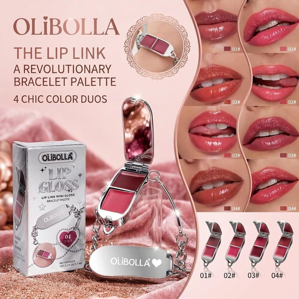 Unique Novelty Bracelet Lip Gloss 2-In-1, Bracelet Lipstick Palette, Mirror Finish Glossy Hydrating Lip Color, Convenient and Fashionable