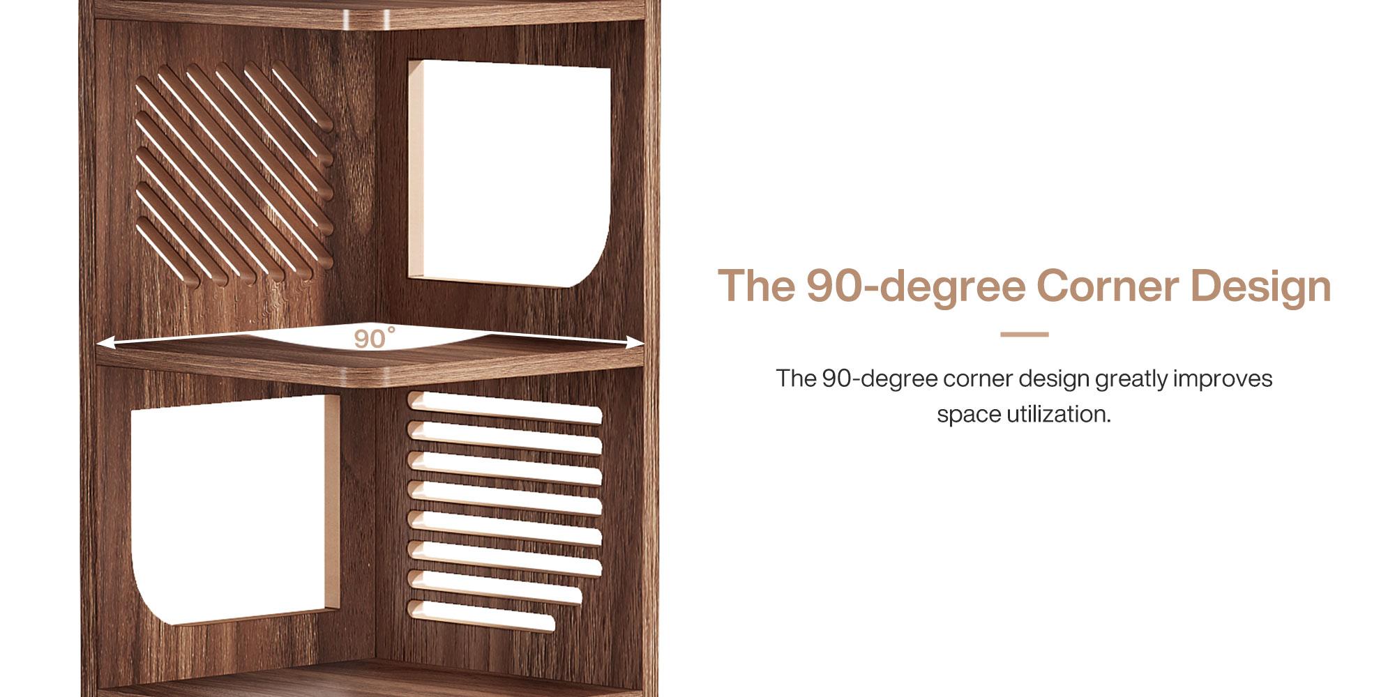 LITTLE TREE 6-Tier Tall Corner Shelf, 71-Inch Rustic Narrow Corner Bookshelf Bookcase with Square Rack, Freestanding Corner Display Storage Shelf Organizer for Living Room, Kitchen, Office