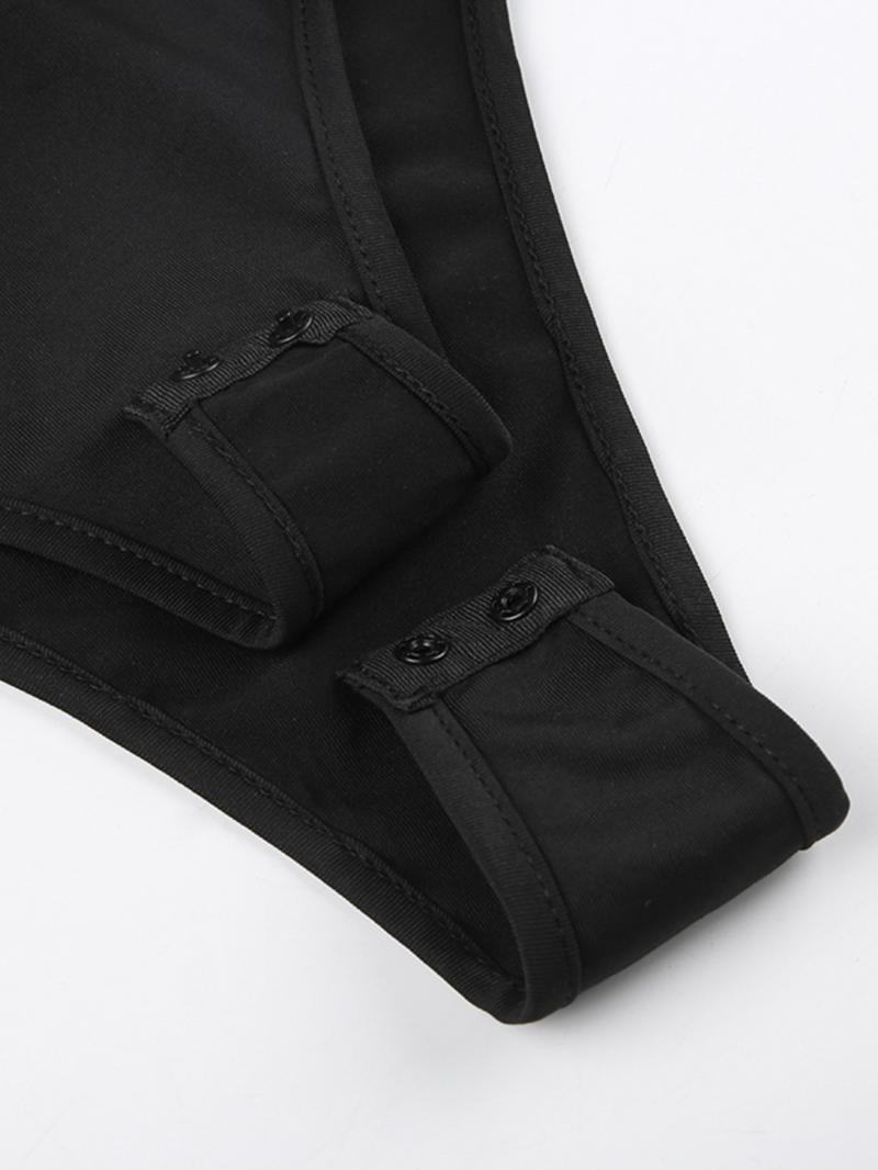 Women's Plain Cut Out Bodysuit, Street Fashion Solid Sleeveless Bodysuit for Daily Outdoor Wear, Summer Clothes for Women