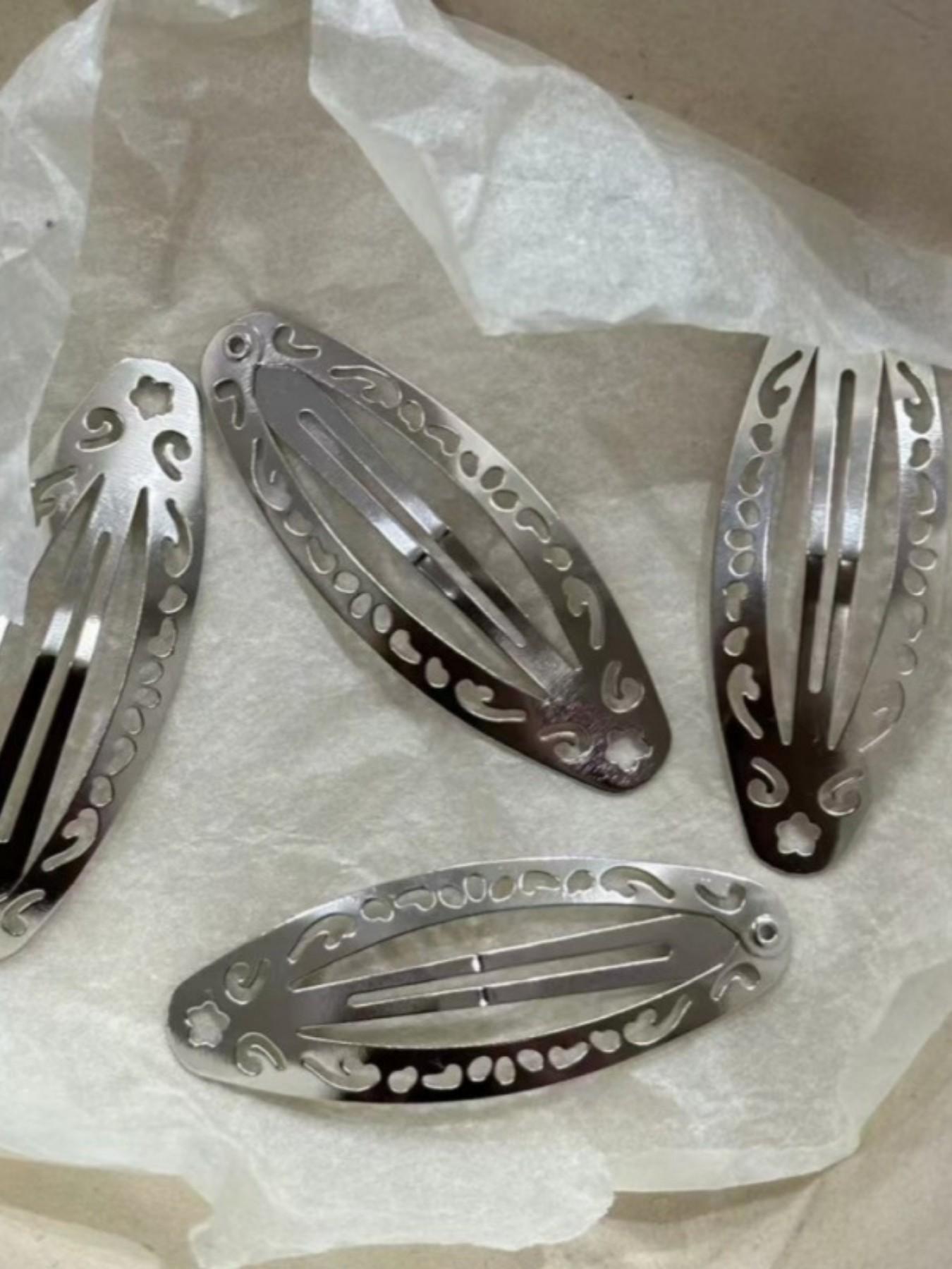 4-Piece Hollow Out Design Hair Clips, Roman Retro Court Style, Teardrop Bb Clips, Front Bang Clips, Side Clips, Back Clip Set