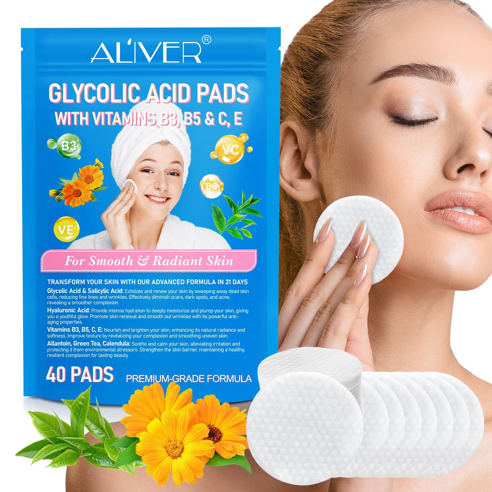 3 Counts Moisturizer, ALIVER Glycolic Acid Pads 40pcs, Contains Vitamins B3, B5, C, And E For Smooth And Glowing Skin, 20% Collagen For Hydrated And Smooth Skin, Deep Nourishment, Moisturization, And Enhanced Skin Barrier.
