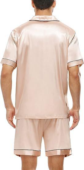 Women's & Men's Matching Satin Pajama Set, Short Sleeve Lounge Wear, Comfortable Couple Nightwear for Valentine's Day, Anniversary, Homewear