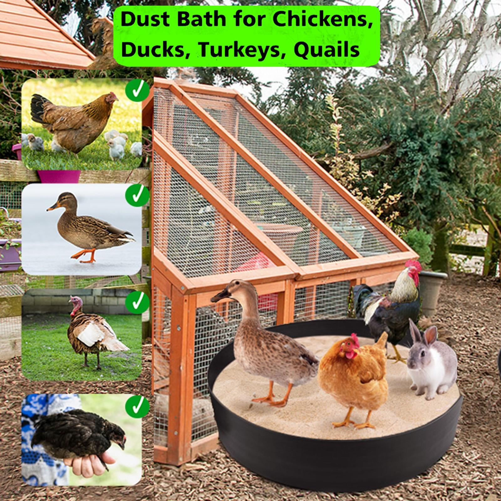 28 Inch PE Chicken Dust Bath Tub No Bottom Design Adjustable Chicken Sand Bath Container Coop Cleaning Supplies Poultry Accessory