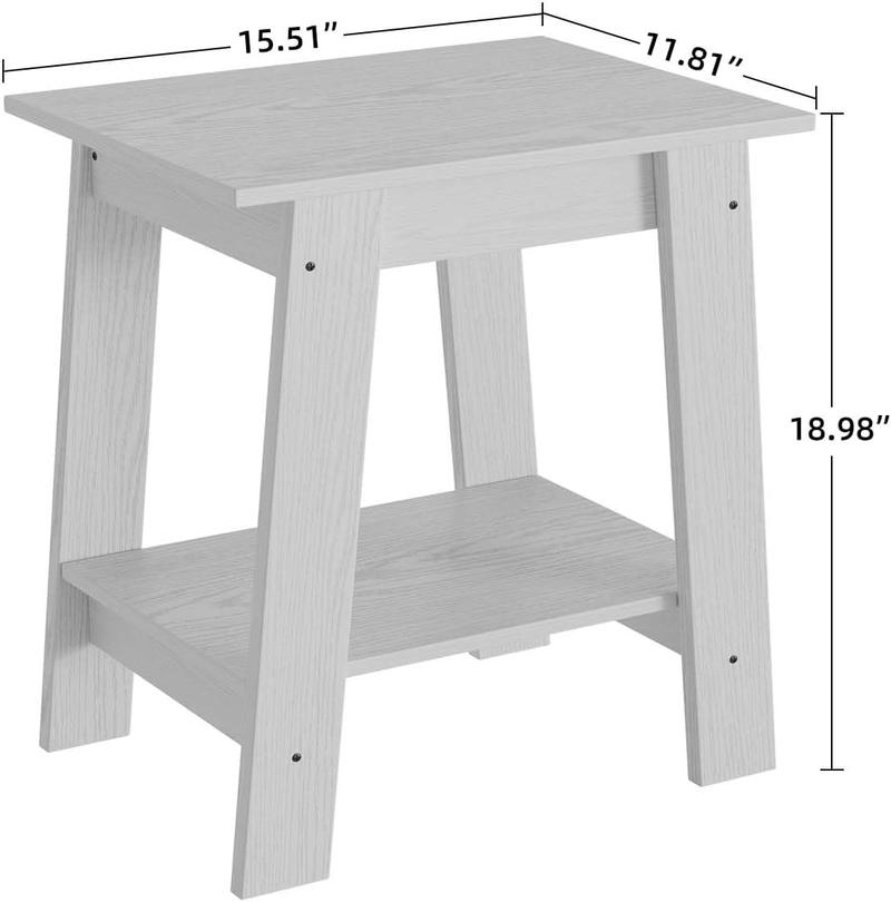 1-Piece Side Table Set with 2-Tier Storage Shelf, Narrow Small End Tables for Bedroom, Living Room, Entryway, Space-Saving Rustic Design