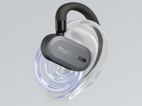 TOZO-Open Buds Lightweight True Open Ear Wireless Earbuds with Multi-Angle Adjustment Audio Earphones sport earbuds Headphones Electronic Headset wireless earphone app control open-ear headphone FathersDayGift Black