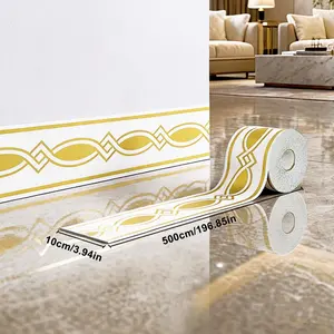 196.85in x 3.94in，large roll thickened version,European-style marble tile panel wallpaper, self-adhesive PVC brick imitation,peel and stick, DIY removable without residue，Very suitable for use as bathroom tile decorative strips or door frame/cabinet edge