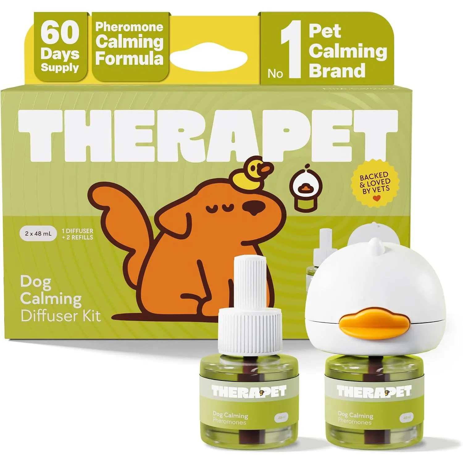 60-Day Dog Calming Diffuser Kit - Dog Pheromone Diffuser for Stress, Destructive Behavior, Pee Accidents, Separation Anxiety, Barking, Aggression & Chewing - 60-Day Refills Included