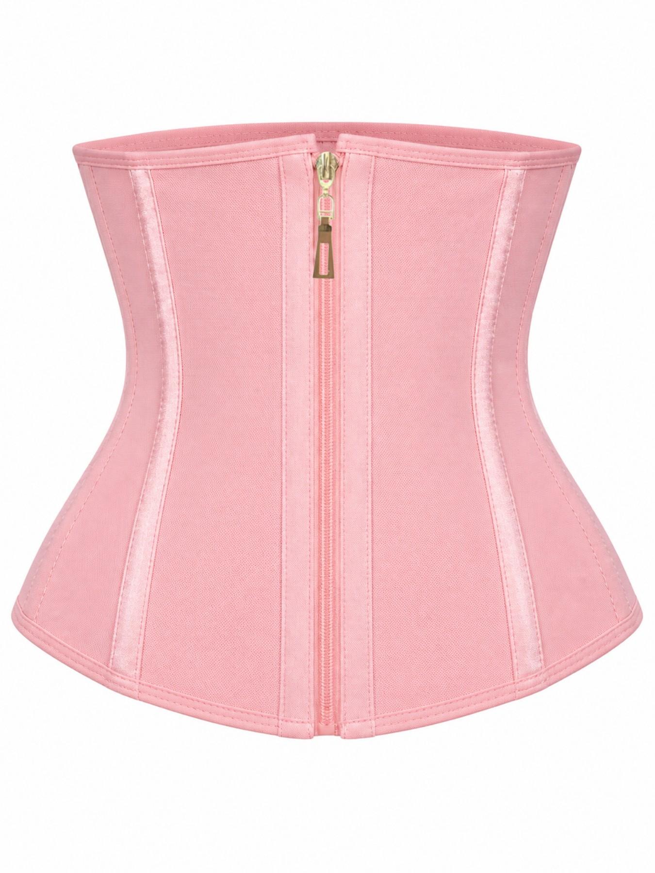 1 Count Women's Skin Friendly Fabric Waist Trainer, Fajas, Front Zipper Adjustable Hook Eye Double Closure Shapewear Belts, Tummy Control Hourglass Waist Cincher, Reflective Strip Design Girdle, Perfect For Body Shaping And Daily Wear, Zip Up Shapewear