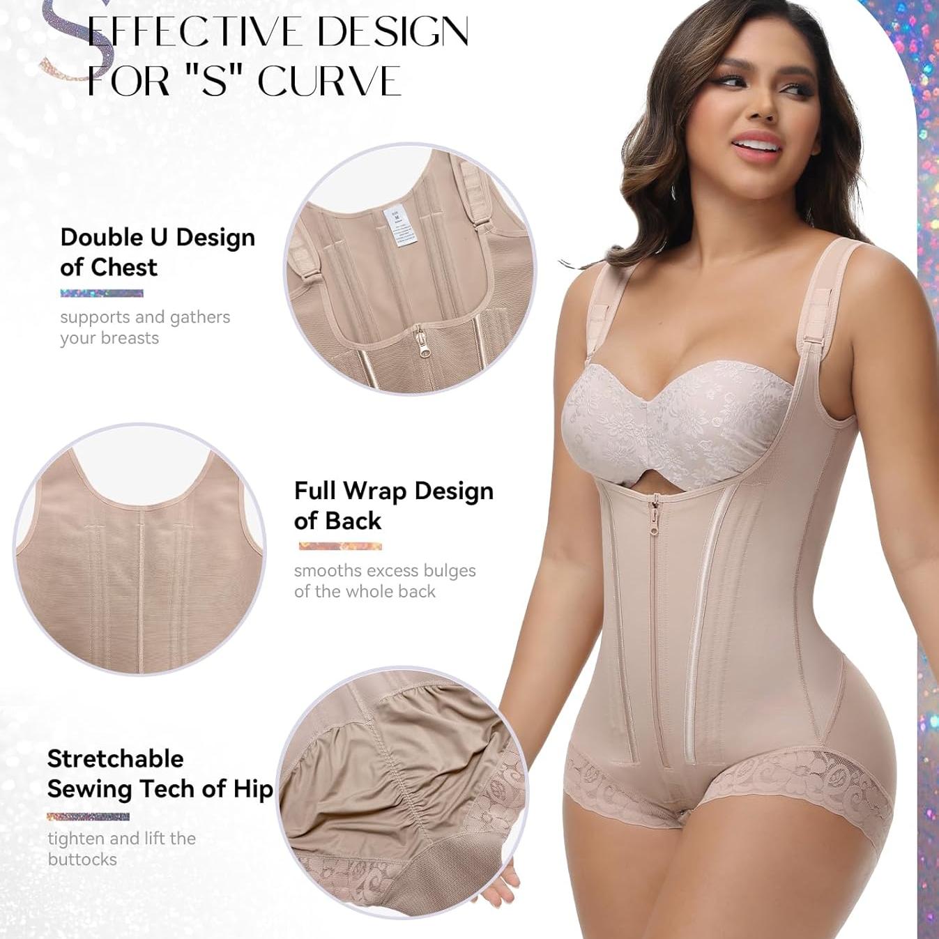 SHAPESHE 2-Layer Corset Shapewear for Women Tummy Control Butt Lifter Thong Garment