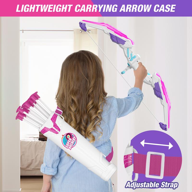 2 Pack Bow and Arrow for Kids, LED Light Up Archery Set with 24 Suction Cup Arrows, 2 Hanging Targets, 6 Score Targets & 2 Quiver,Sport Gifts for Girls，Christmas and Birthday Gifts