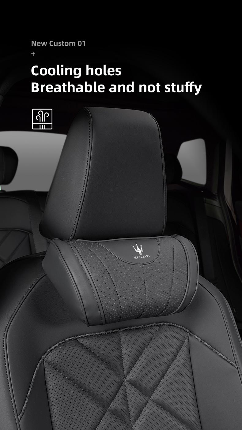 Car Headrest Neck Support Seat Lumbar Cushion Neck Pillow For Maserati Quattroporte GranTurismo MC20 Levante Ghibli Grecale President GranCabrio Coupe Spyder