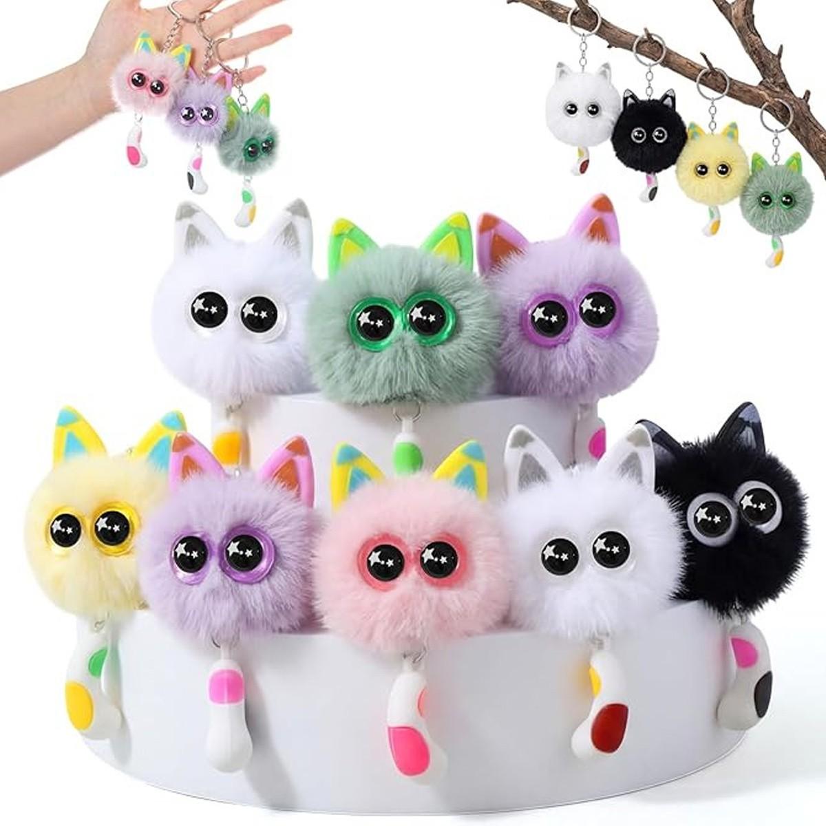 1/8pcs Cute Cat Plush Keychain Gift Set, Mini Cat Keychain for Car Decor, Birthday Gifts, School Carnival Prizes, Backpack Treasure Box
