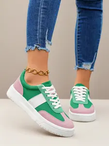 2026 Trendy Plain Color Retro Trainer Shoes, Low Top Casual Sport Sneakers for Women, Breathable Comfortable Daily Commute Shoes