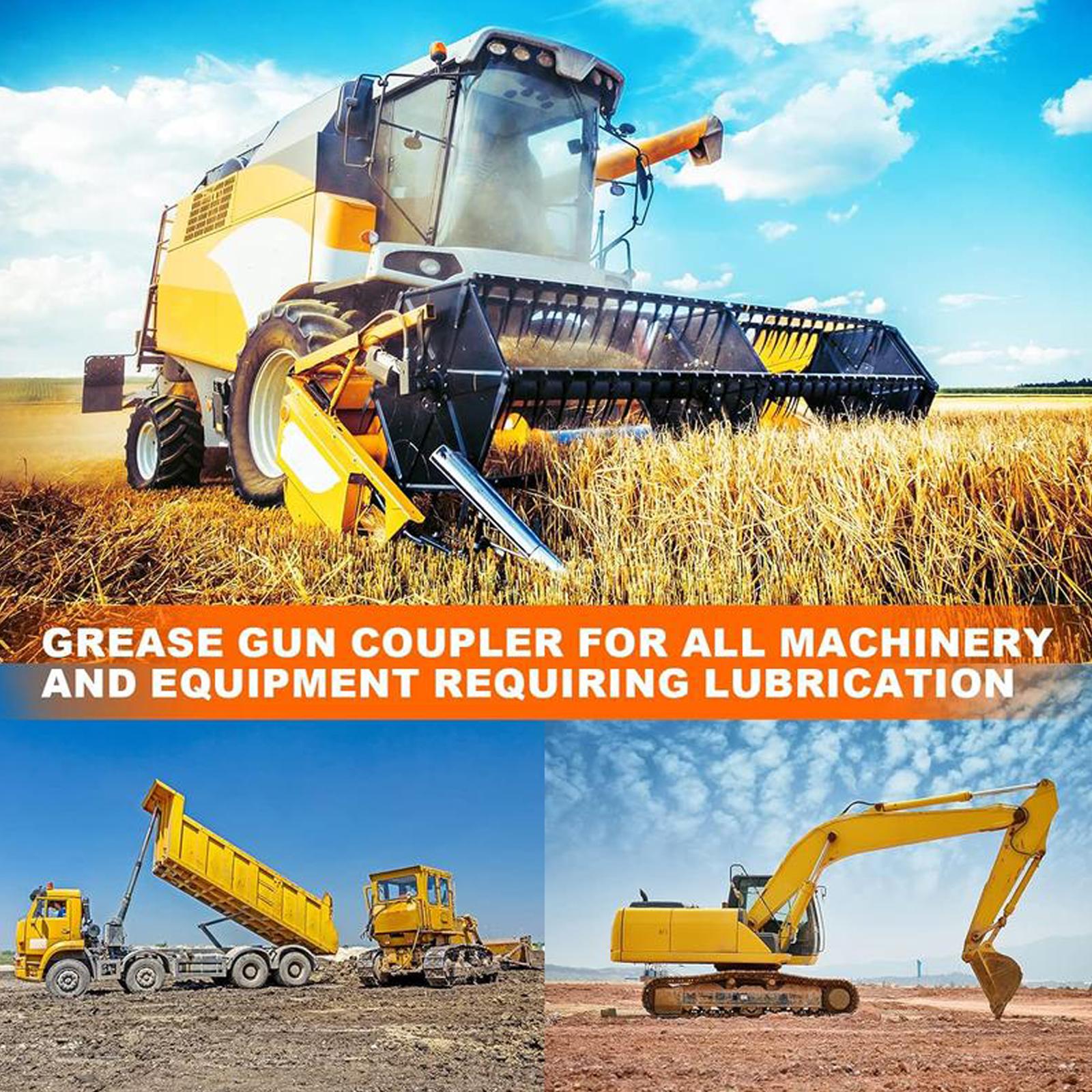 Grease Gun Coupler,12,000 PSI High Pressure Grease Nozzle Fittings,Compatible With All 1/8" NPT Grease Guns,Release Lock Oil Nozzles for Greasing All Machinery and Equipment Filling,MirrorZone.