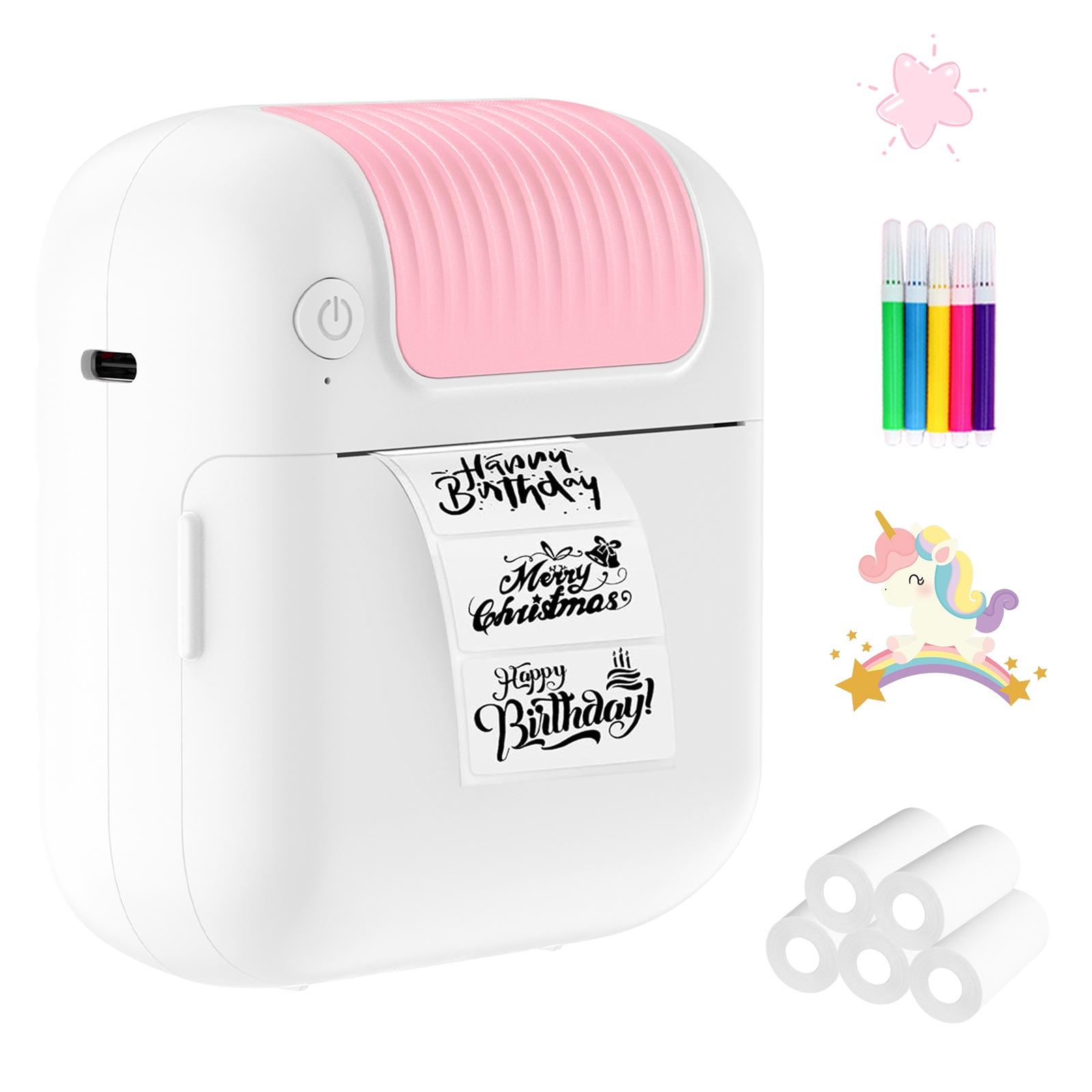 Mini Pocket Bluetooth Printer, Portable Sticker Printing Device Includes Doodle Color Markers, Perfect for Diary, DIY Scrapbooking, Travel Notes & Memo, Ideal Gift for Children Adults & Students, Excellent Kids Christmas Present