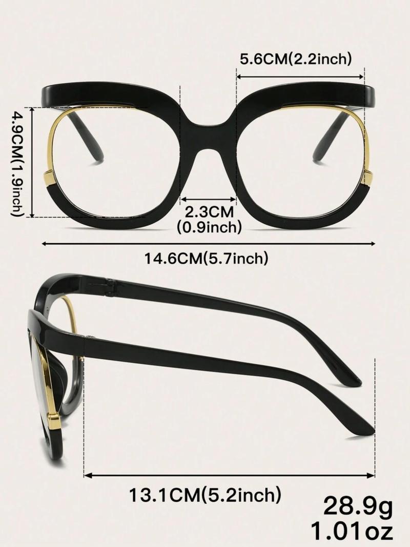 Unisex Vintage Cat Eye Frame Eyeglasses, Trendy Casual Eyeglasses for Everyday Use, High Quality Eyeglasses, Fashion Accessories for Outdoor Activities
